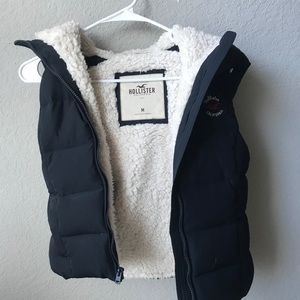 navy fuzzy vest